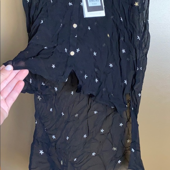 High Low Gold Star Sheer Tank Blouse - Picture 5 of 5